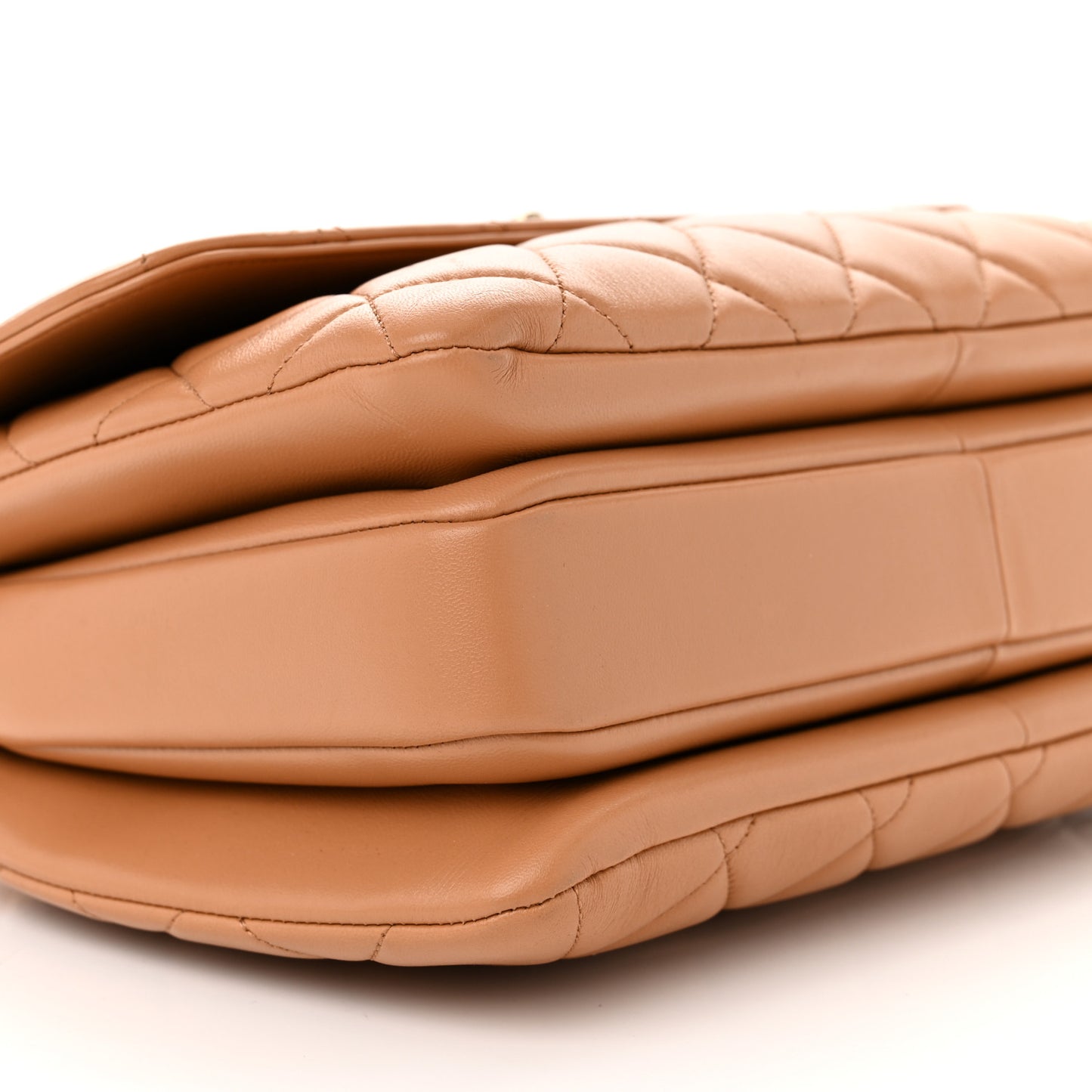 Lambskin Quilted Medium Trendy CC Flap Dual Handle Bag Camel