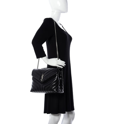 Saint Laurent Calfskin Y Quilted Monogram Medium Loulou Chain Satchel Black 2 of 9
