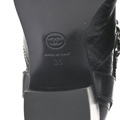Chanel Goatskin Patent CC Cap Toe Chain Boots 36 Black 6 of 11