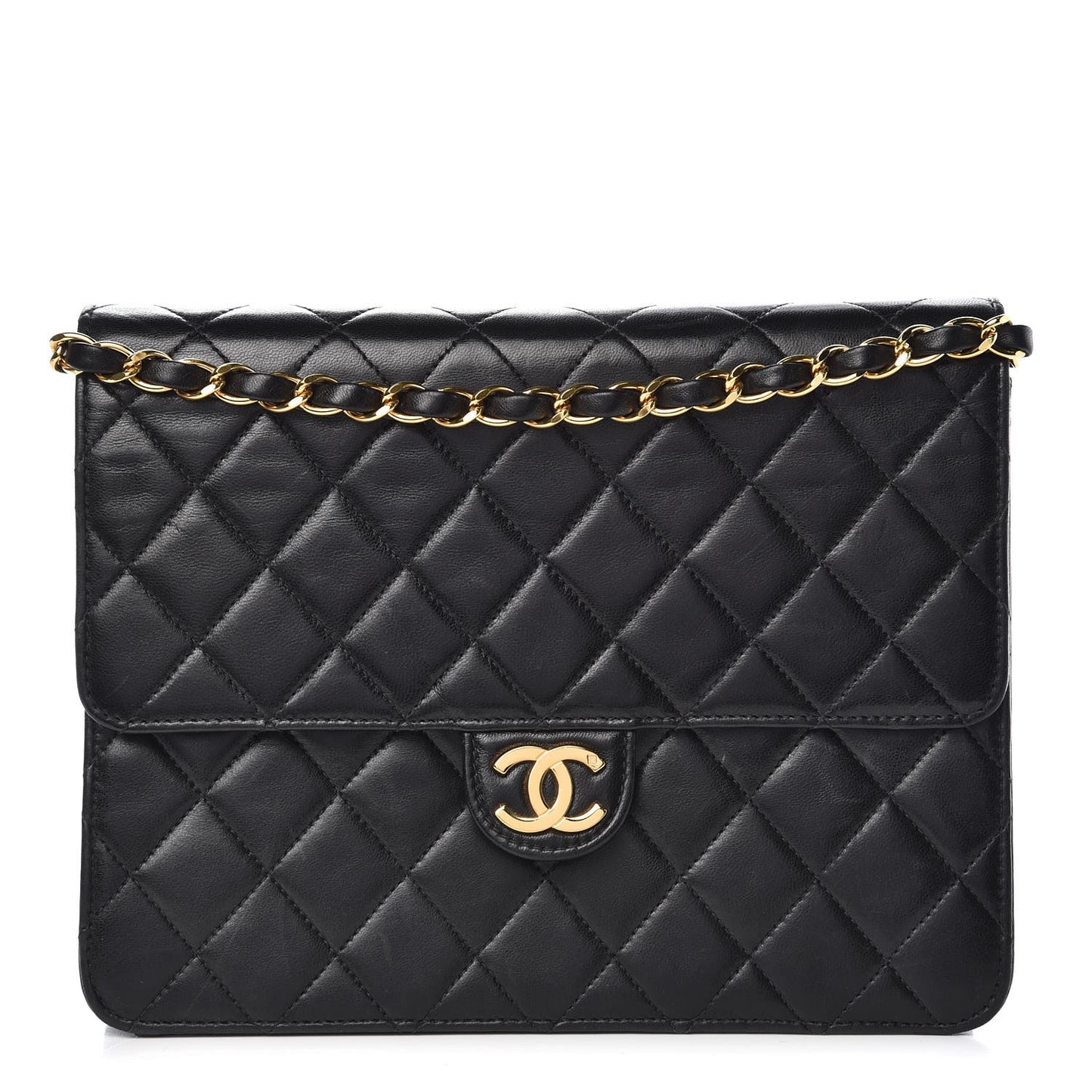Lambskin Quilted Small Single Flap Black