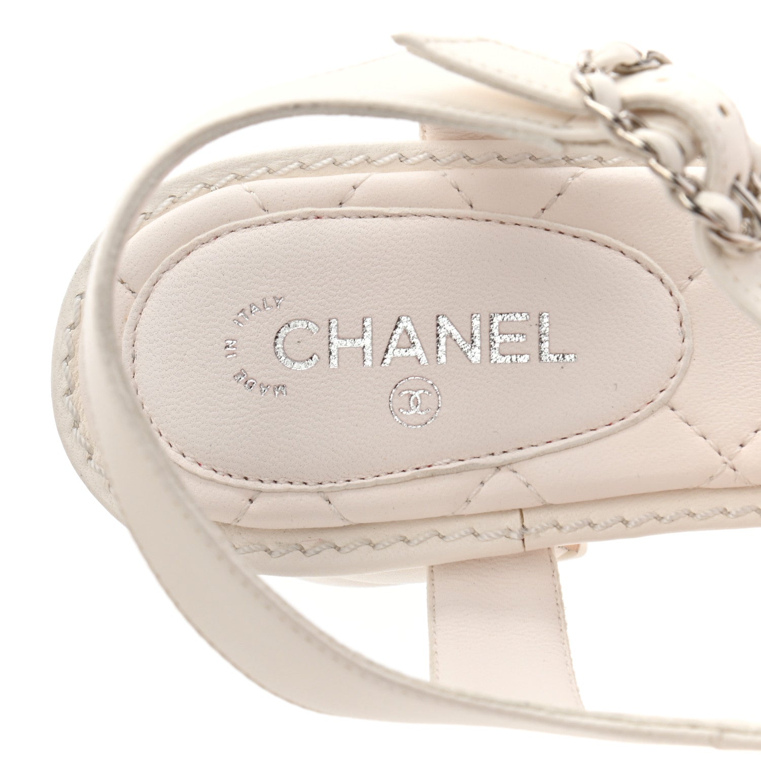 Chanel Lambskin Chain CC Logo Thong Sandals 39 White 7 of 8