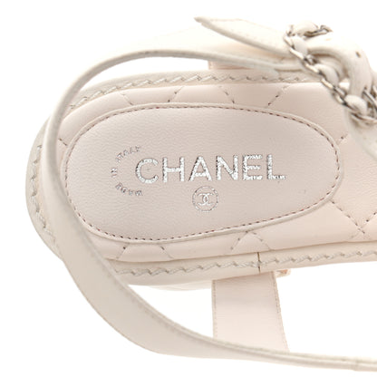 Chanel Lambskin Chain CC Logo Thong Sandals 39 White 7 of 8