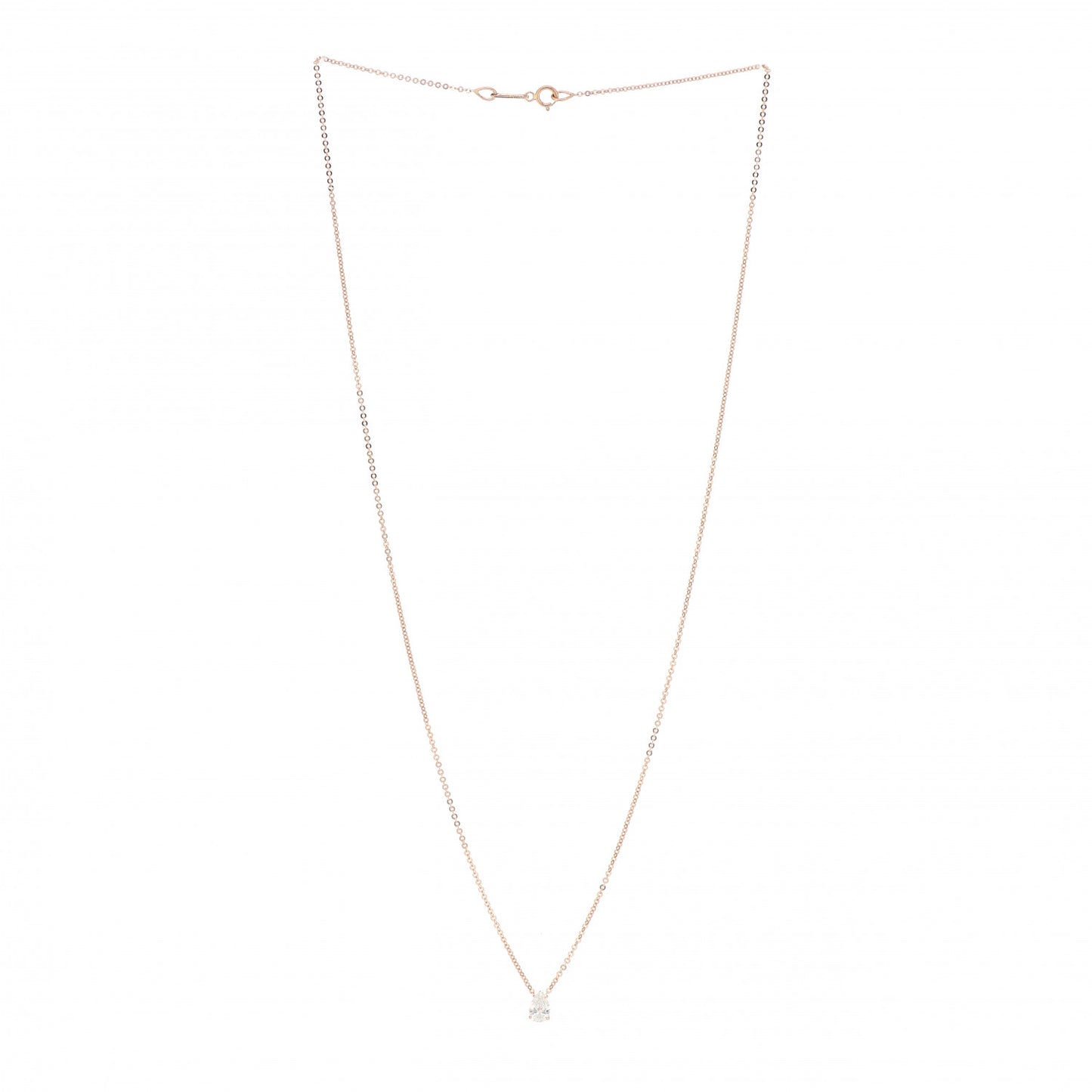 18K Rose Gold Diamond Pear Pendant Necklace