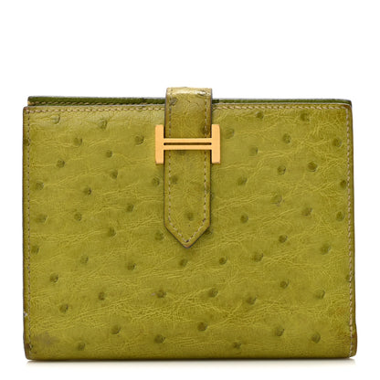 Hermes Ostrich Bearn Compact Wallet Vert Anis 1 of 14