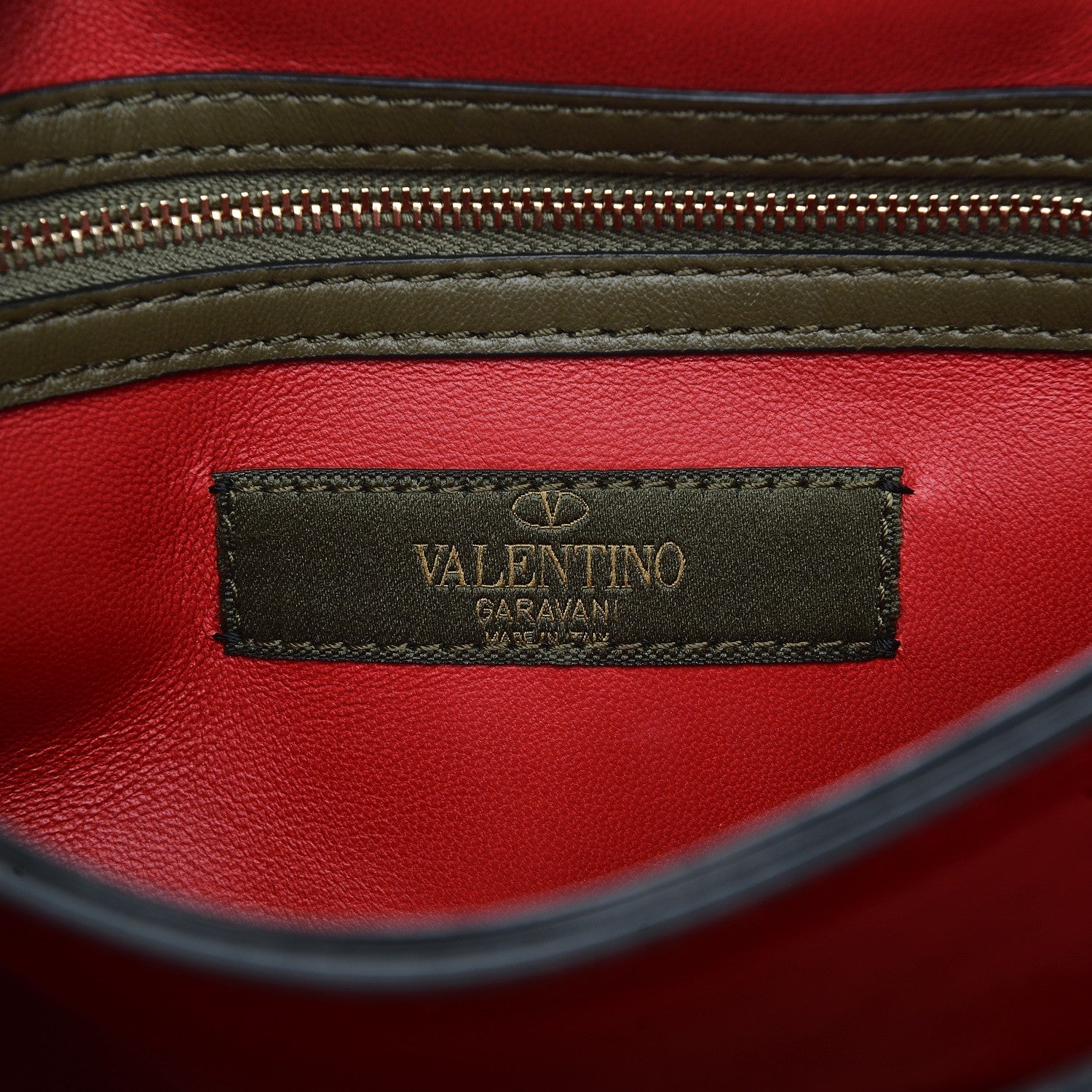 Valentino Garavani Nappa Canvas Camouflage Rockstud Wristlet Clutch Verde Rouge 6 of 10