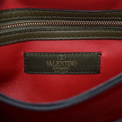 Valentino Garavani Nappa Canvas Camouflage Rockstud Wristlet Clutch Verde Rouge 6 of 10