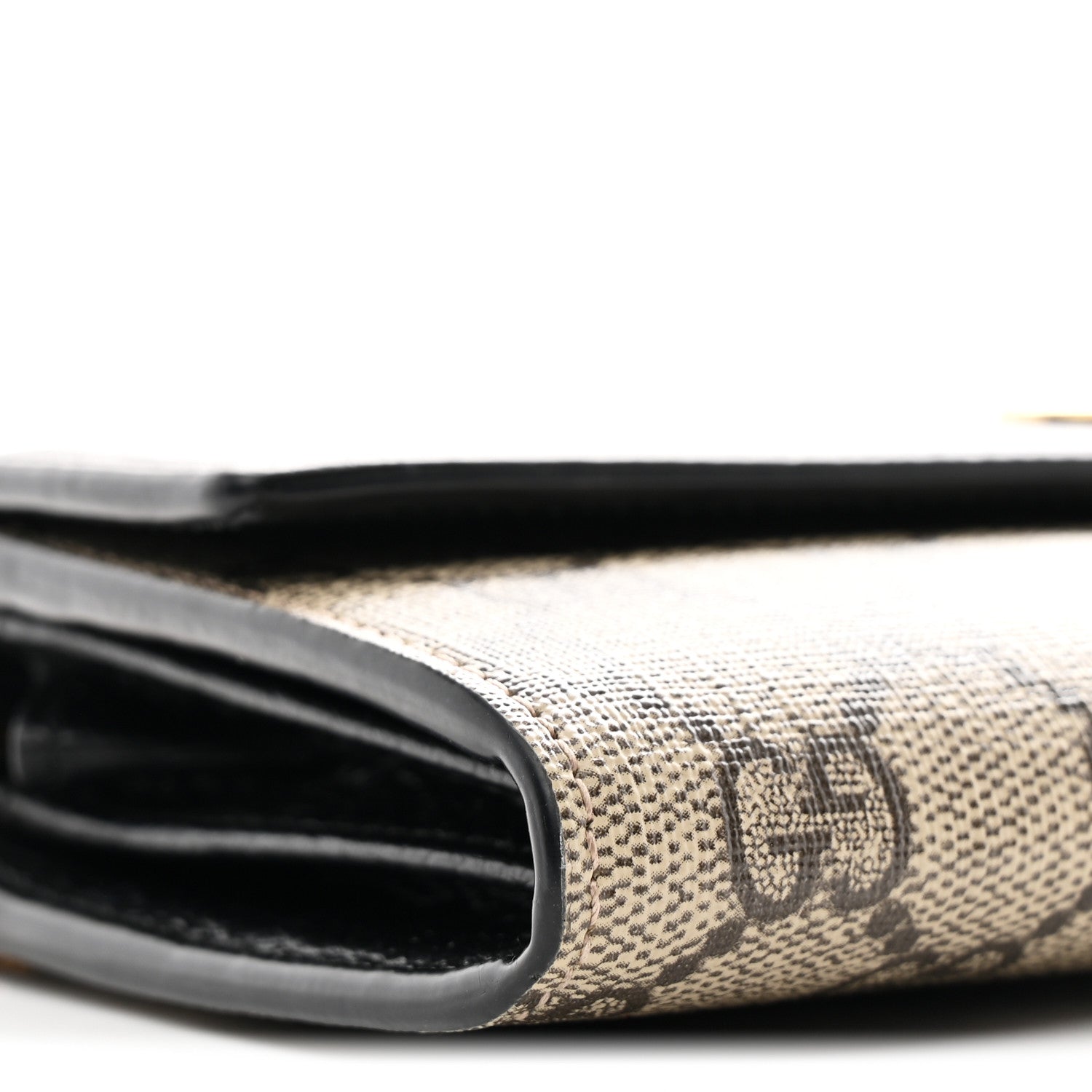 Gucci Dollar Calfskin GG Supreme Monogram Petite GG Marmont Wallet Chain Bag Black Beige Ebony 10 of 11