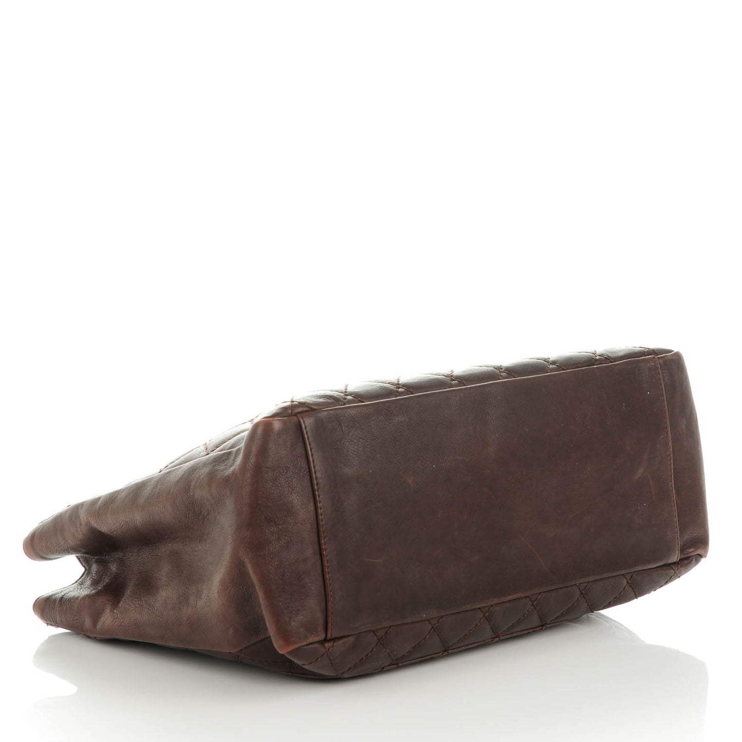 Calfskin Quilted Grand Shopping Tote GST Dark Brown
