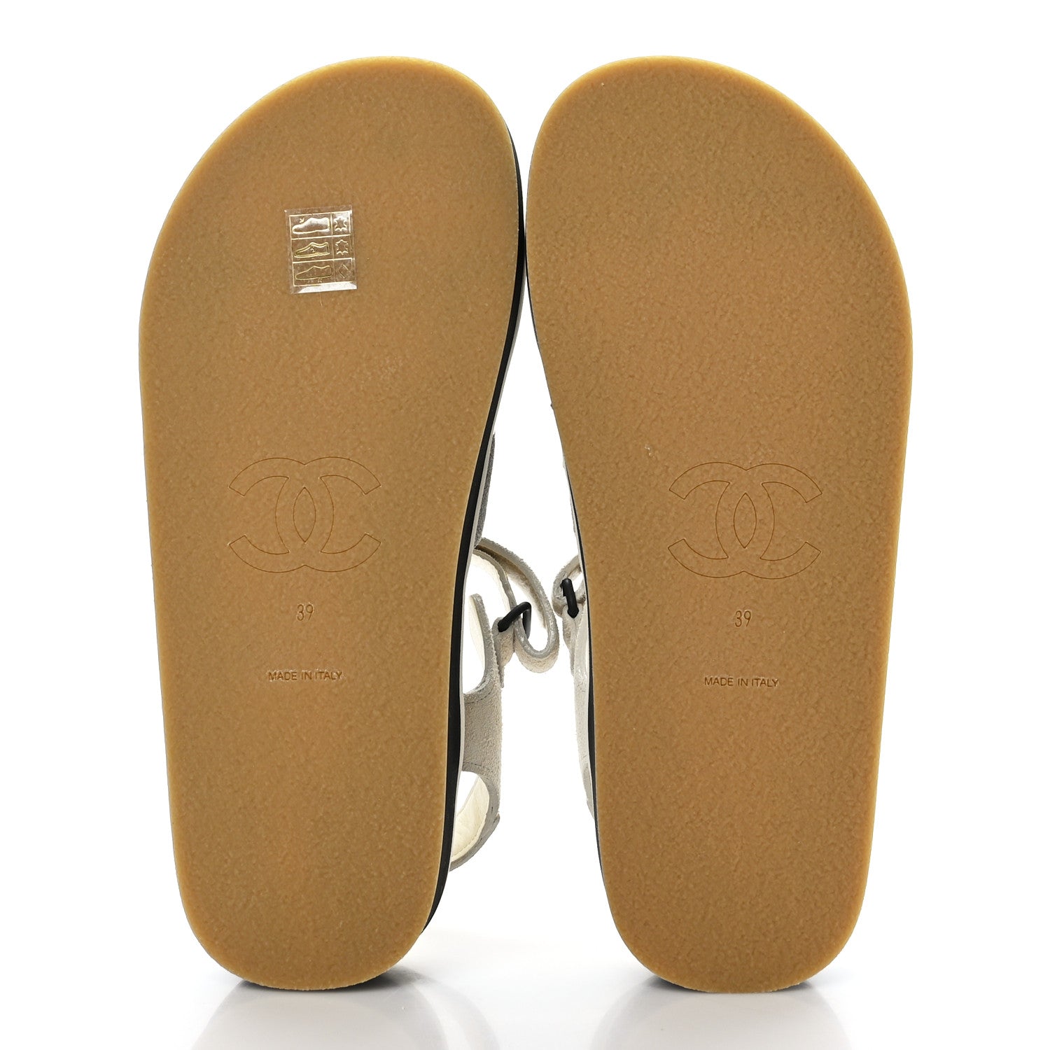 Chanel Suede Calfskin Velcro Flat Sandals 39 Ivory Dark Beige 5 of 8