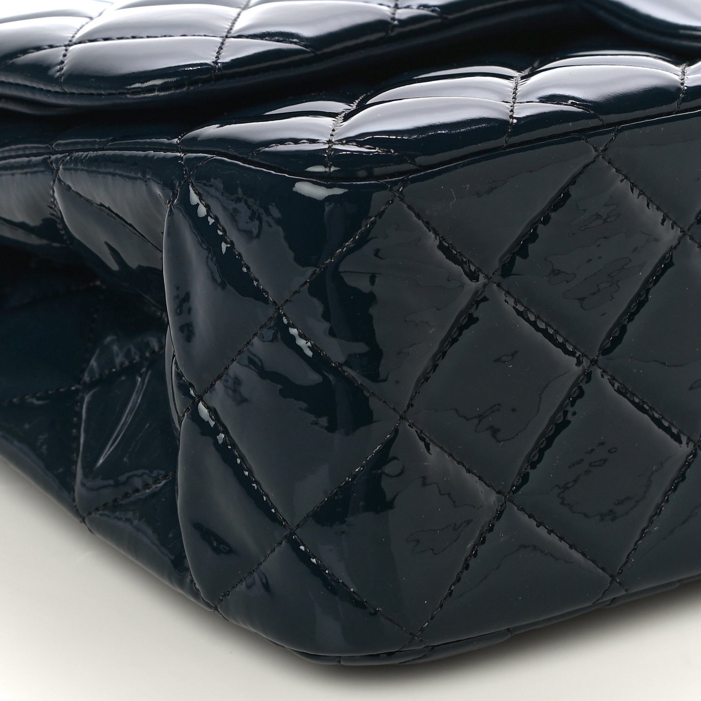 Patent Quilted Jumbo Double Flap Navy