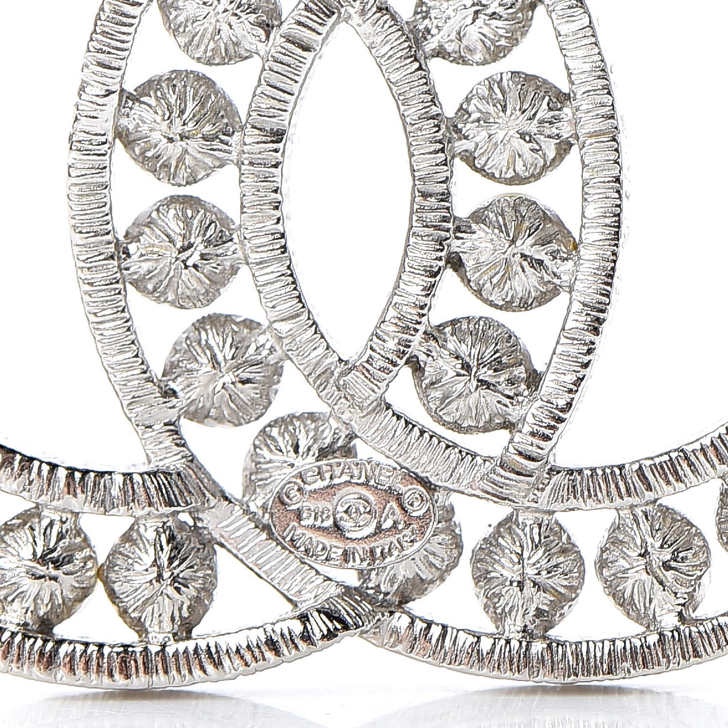 Pearl Crystal CC Brooch Silver