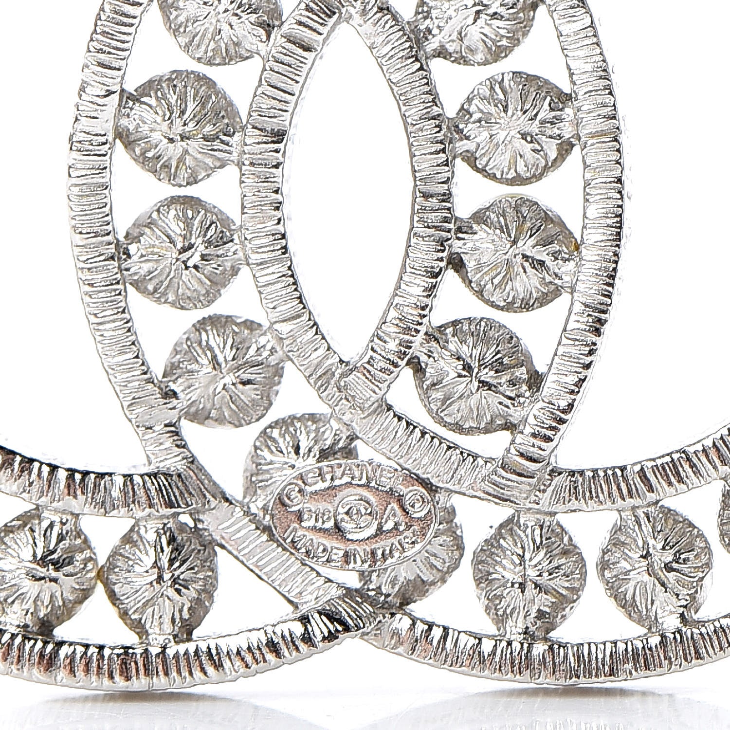 Chanel Pearl Crystal CC Brooch Silver 4 of 5