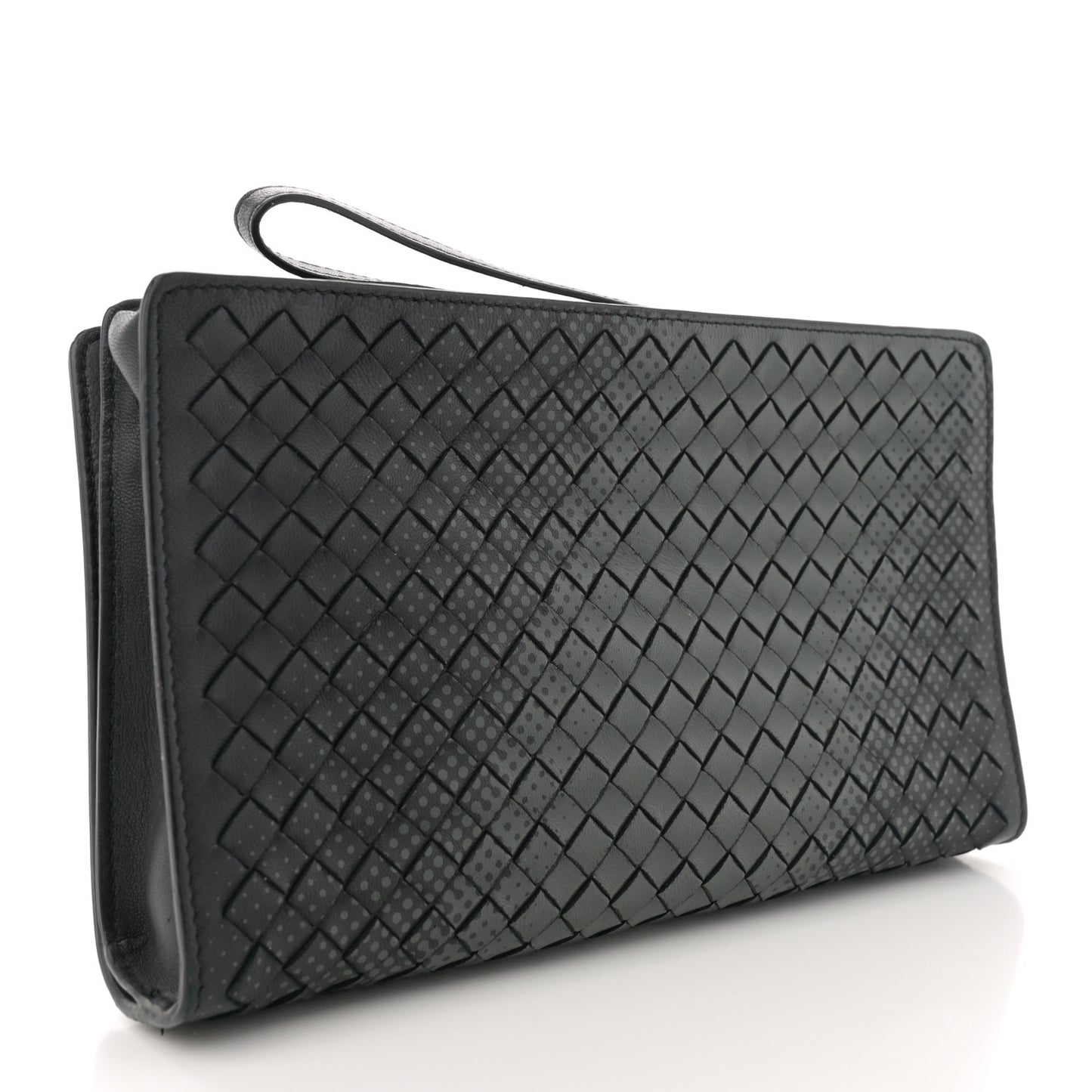 Nappa Intrecciato Gradient Spotted Multi-functional Case Wristlet Black Grey
