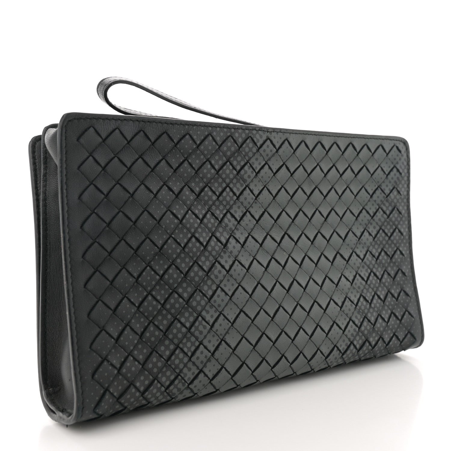 Bottega Veneta Nappa Intrecciato Gradient Spotted Multi-functional Case Wristlet Black Grey 3 of 9