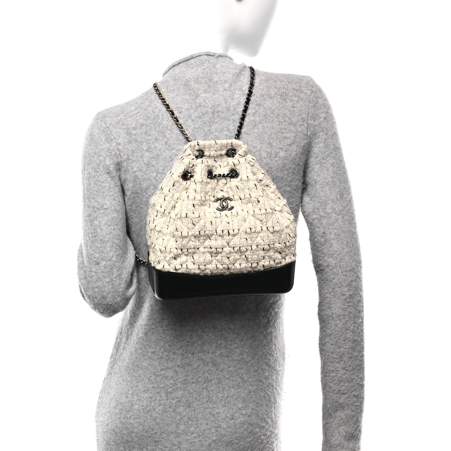 Chanel Tweed Calfskin Quilted Gabrielle Backpack Ivory 2 of 10