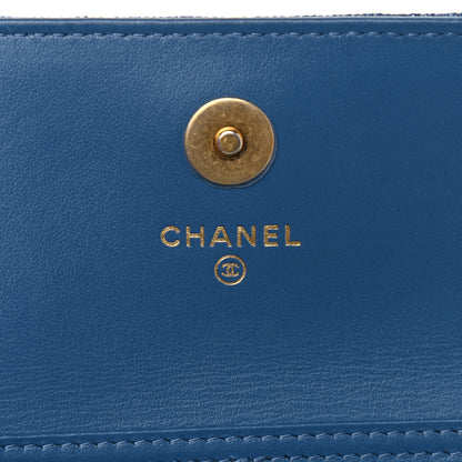 Chanel Denim Quilted CC Pearl Crush Clutch With Chain Blue 6 of 11