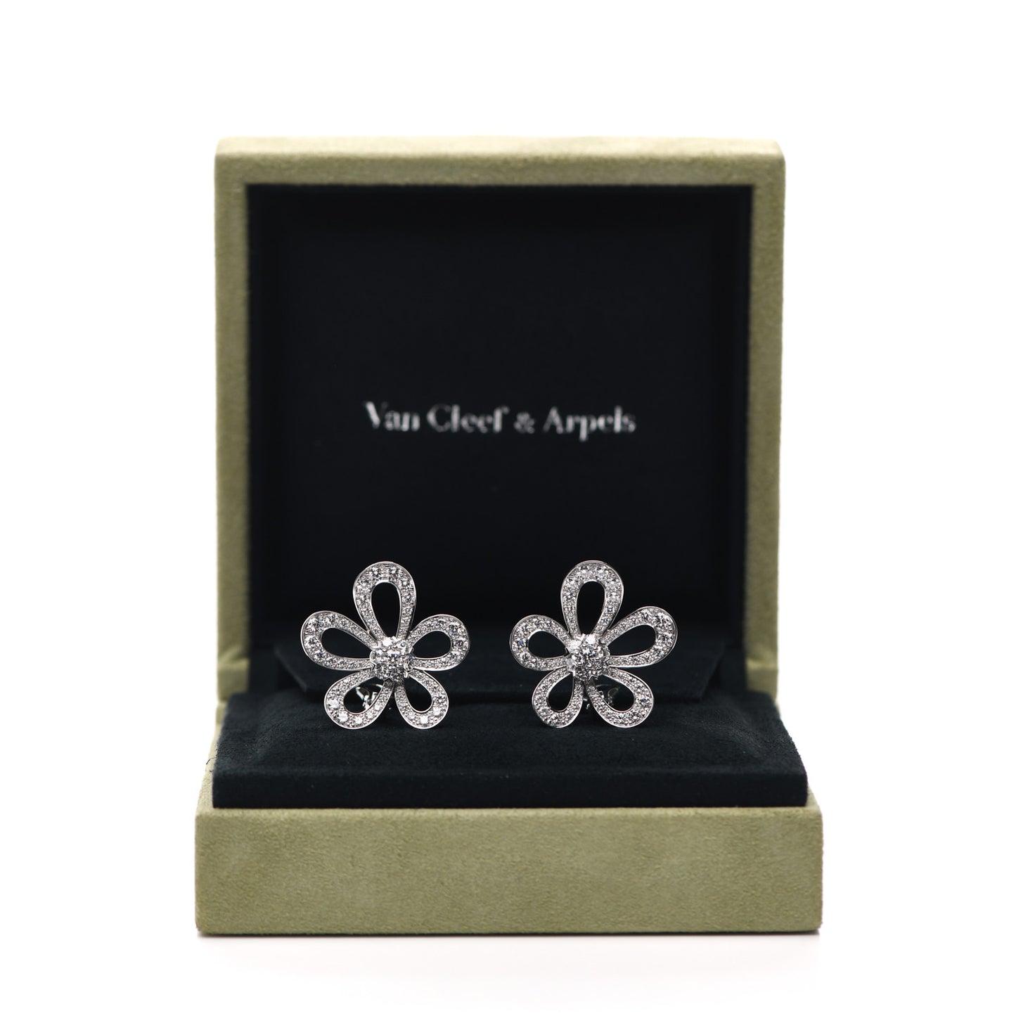 18K White Gold Diamond Flowerlace Earrings