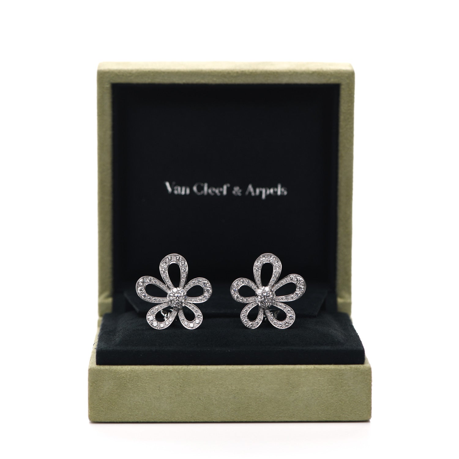 Van Cleef & Arpels 18K White Gold Diamond Flowerlace Earrings 6 of 6