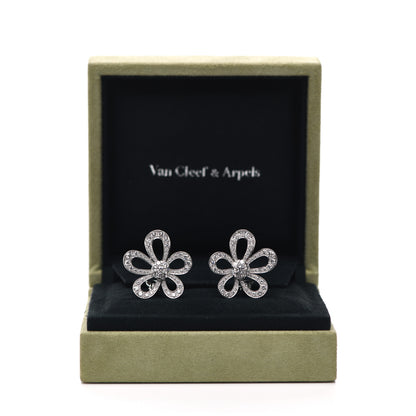 Van Cleef & Arpels 18K White Gold Diamond Flowerlace Earrings 5 of 5