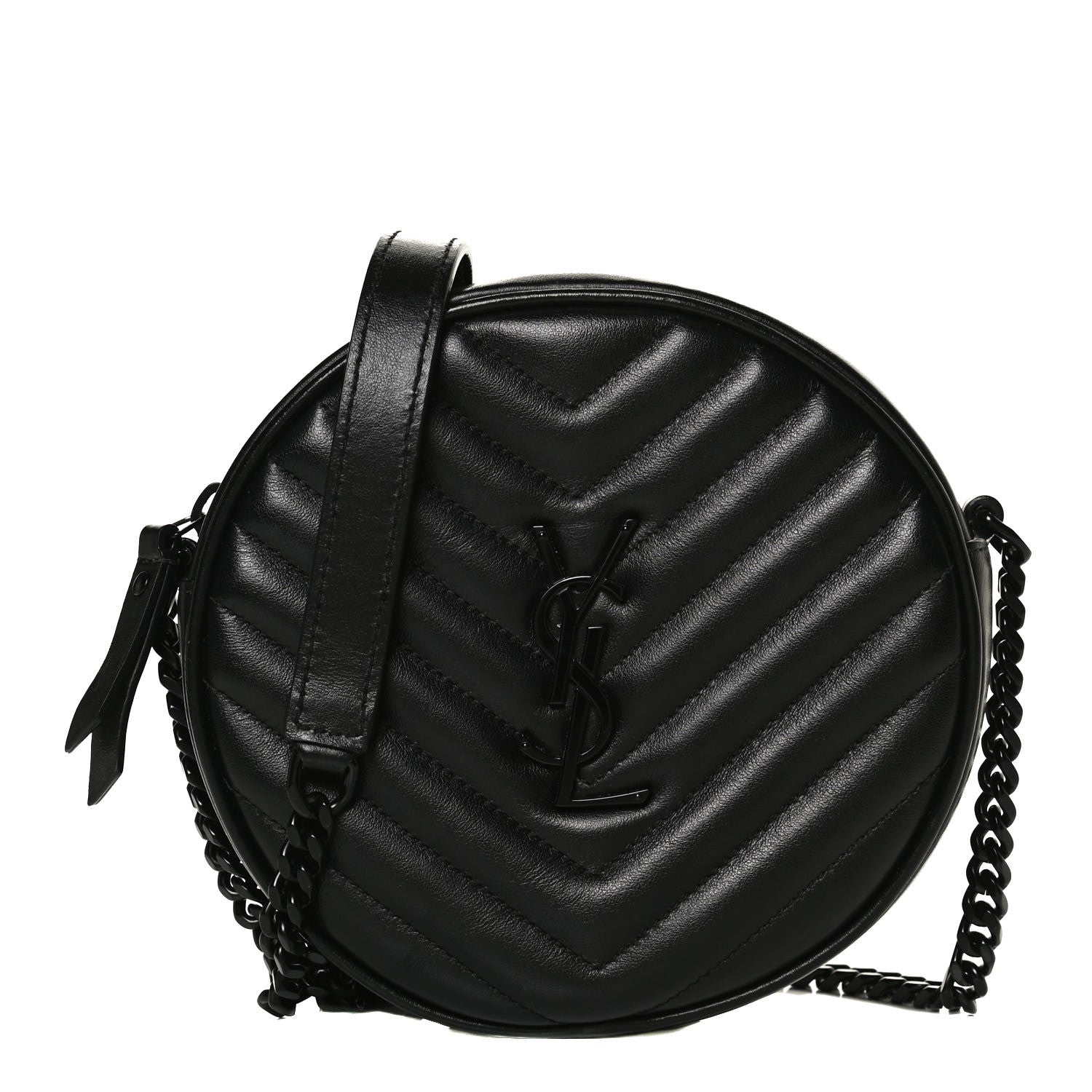 Saint Laurent Calfskin Matelasse Chevron Round Vinyle Camera Bag Black 1 of 13