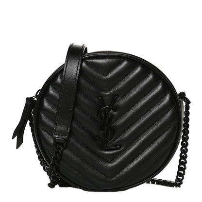 Saint Laurent Calfskin Matelasse Chevron Round Vinyle Camera Bag Black 1 of 13