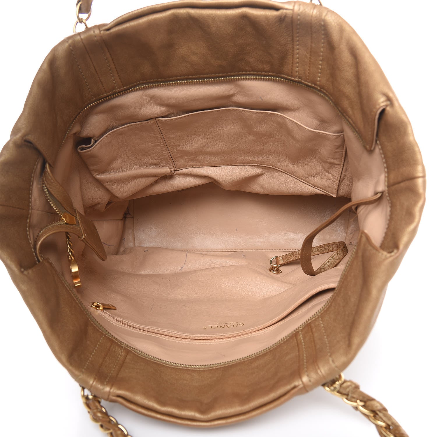 Chanel Metallic Goatskin Ligne Tote Gold 5 of 18