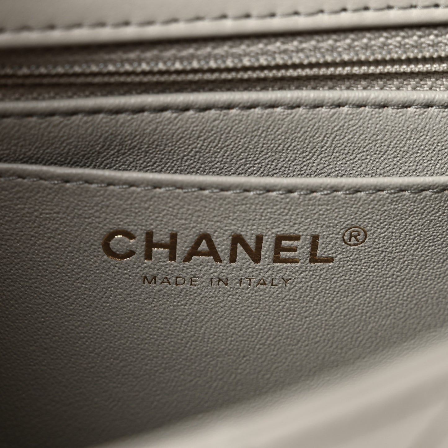 Lambskin Quilted Mini Rectangular Flap Grey