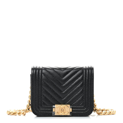 Chanel Caviar Chevron Quilted Boy Flap Waist Belt Bag Black 1 of 10