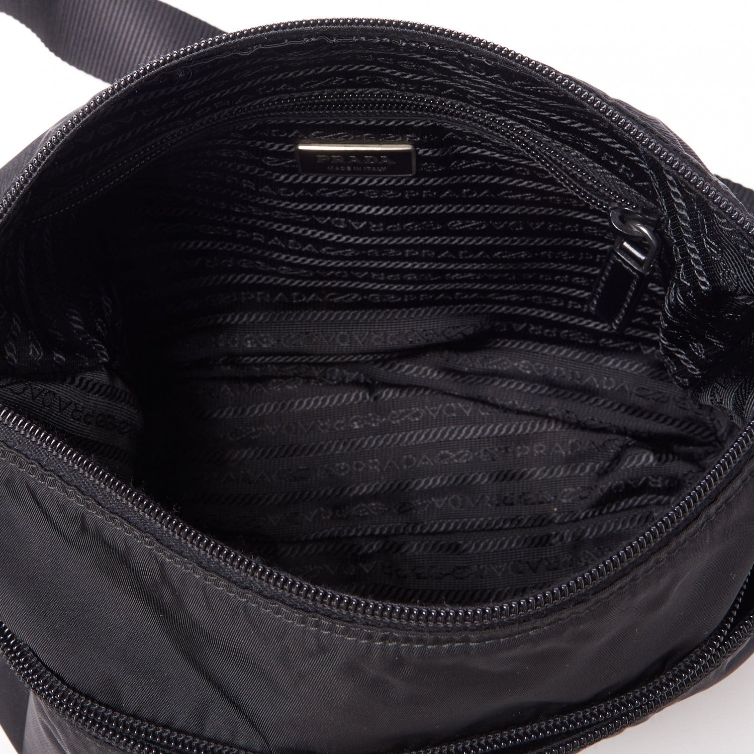 Prada Nylon Flat Messenger Bag Black 4 of 8