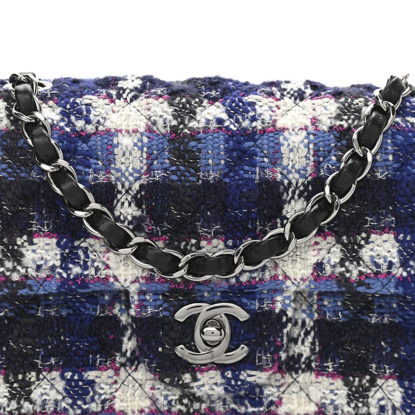 Tweed Quilted Mini Rectangular Flap Blue Multicolor