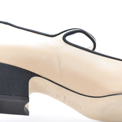 Chanel Lambskin Grosgrain Cap Toe Pumps 38.5 Beige Black 9 of 10