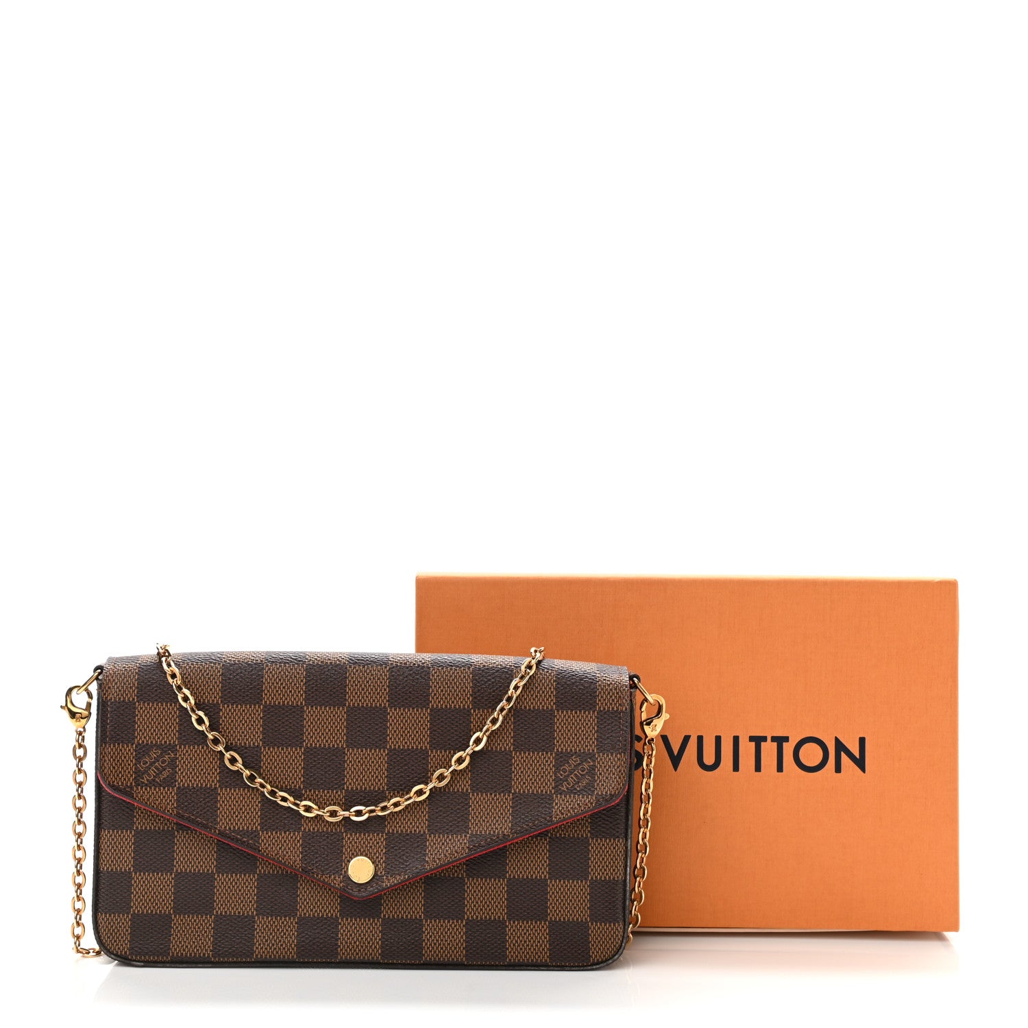 Louis Vuitton Damier Ebene Pochette Felicie Chain Wallet 13 of 13