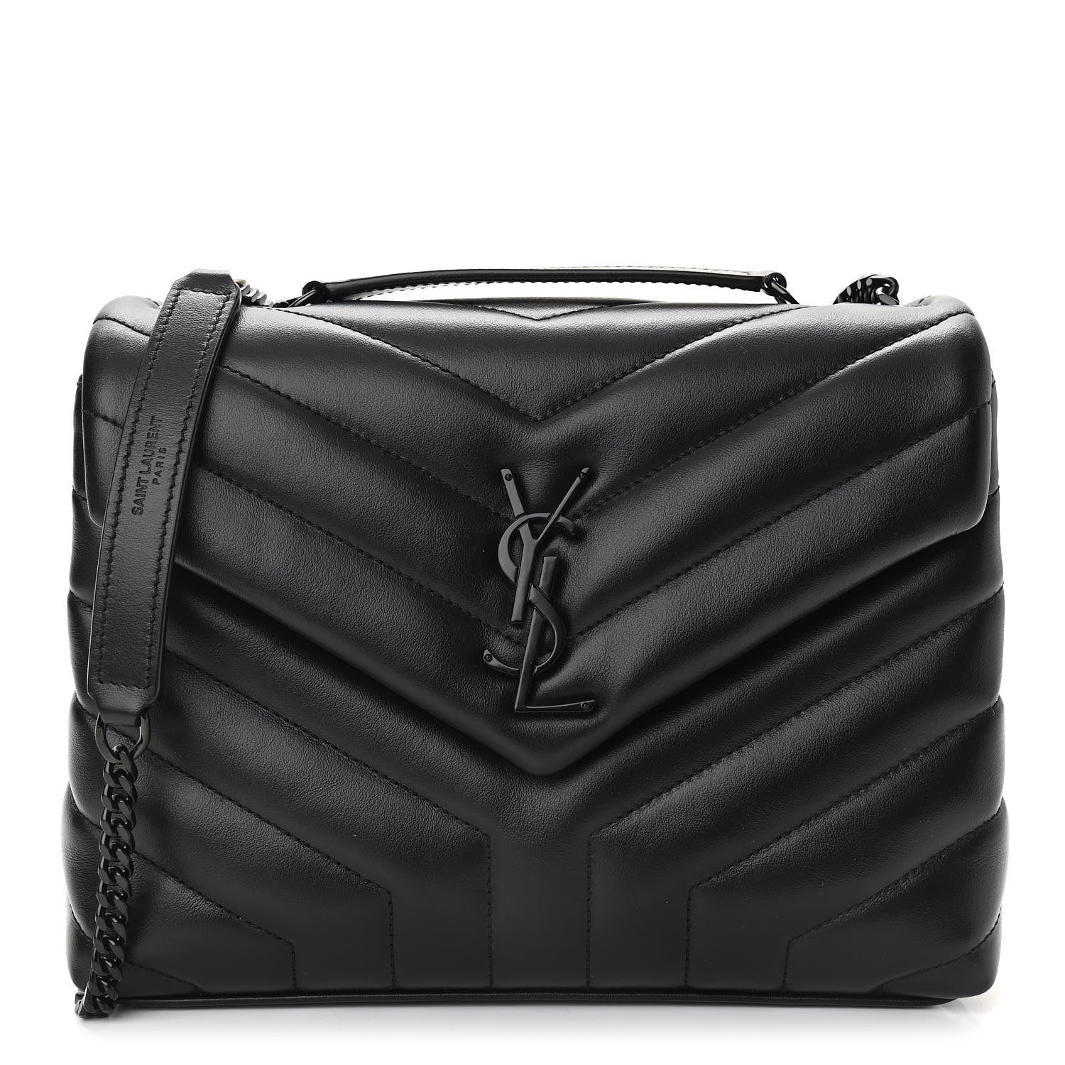 Saint Laurent Calfskin Y Quilted Monogram Small Loulou Chain Satchel Black 1 of 11