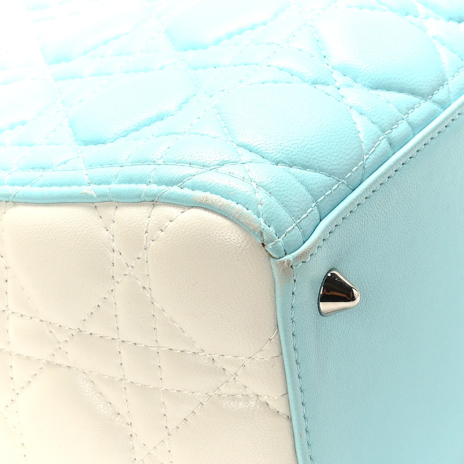 Christian Dior Lambskin Cannage Medium Tri-Color Lady Dior Blue Green 8 of 13