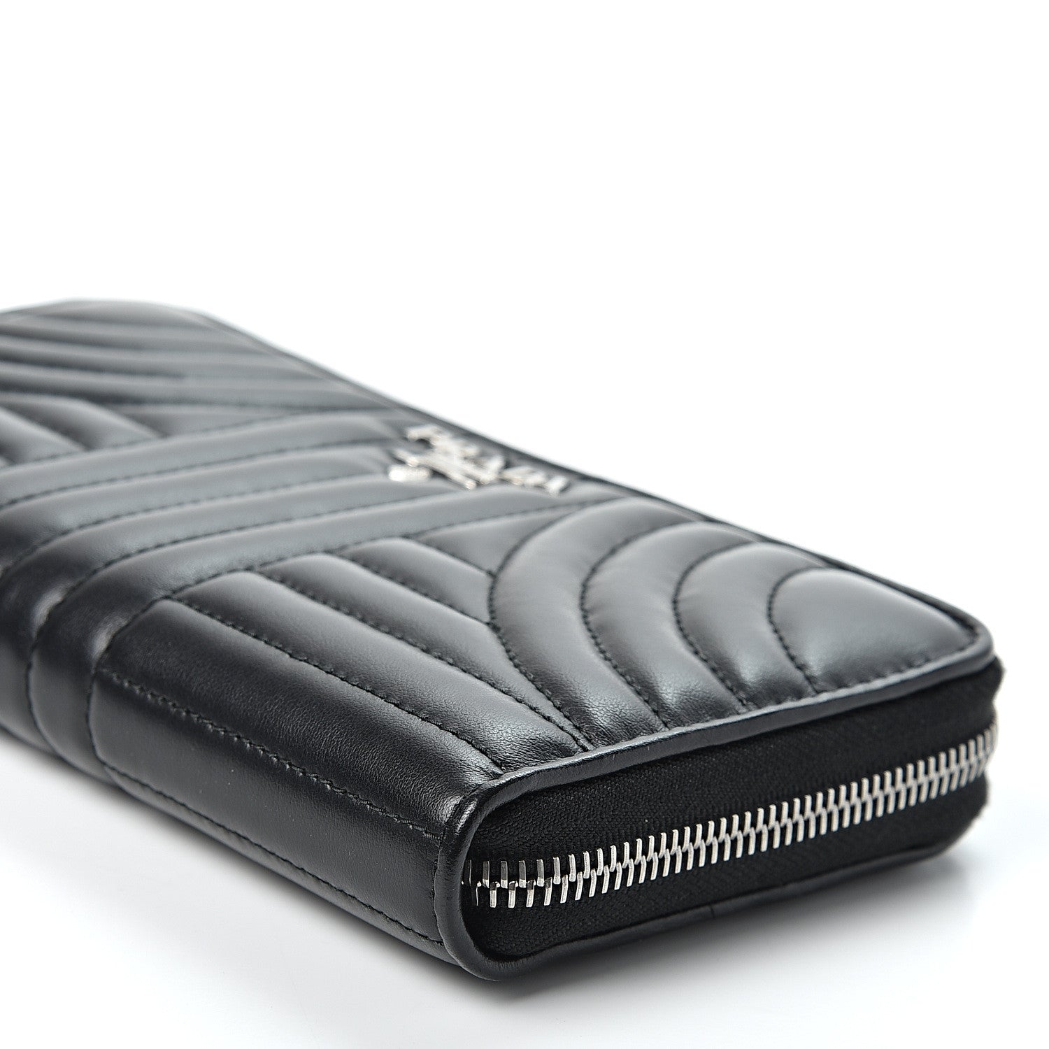 Prada Soft Calfskin Diagramme Zip Around Wallet Black 7 of 8