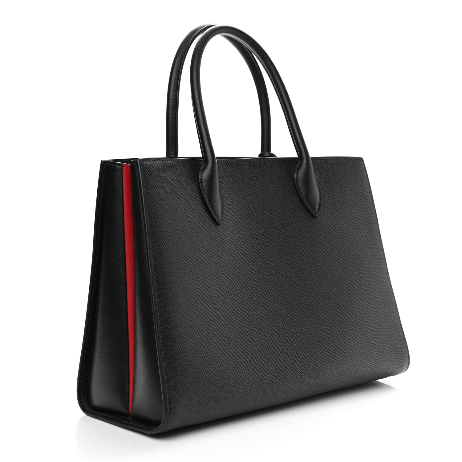 Prada Saffiano Cuir Calfskin Large Double Handle Bag Black 2 of 10