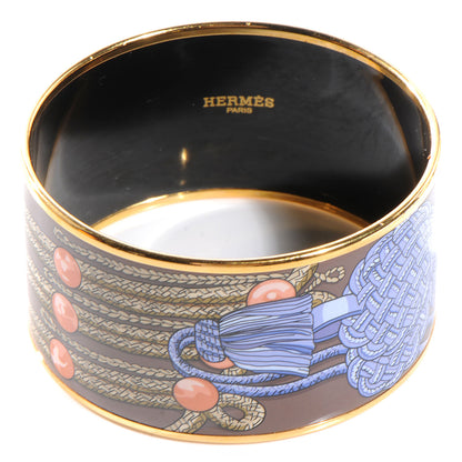 Hermes Enamel Printed Brandebourgs Extra Wide Bracelet 65 Passe Brown 1 of 5