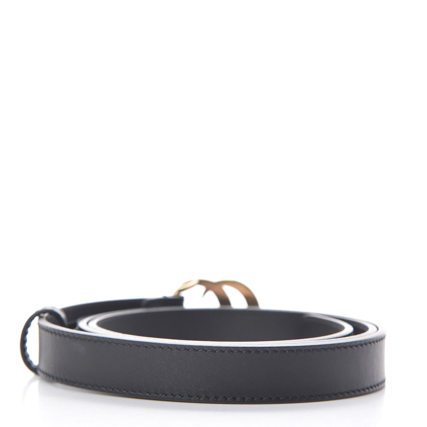 Gucci Calfskin Pearl Double G 20mm Belt 90 36 Black Cream 2 of 5