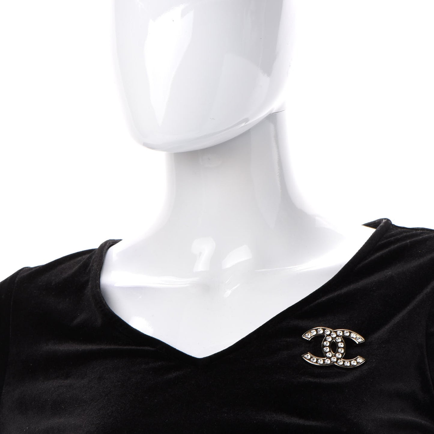 Crystal CC Brooch Light Gold