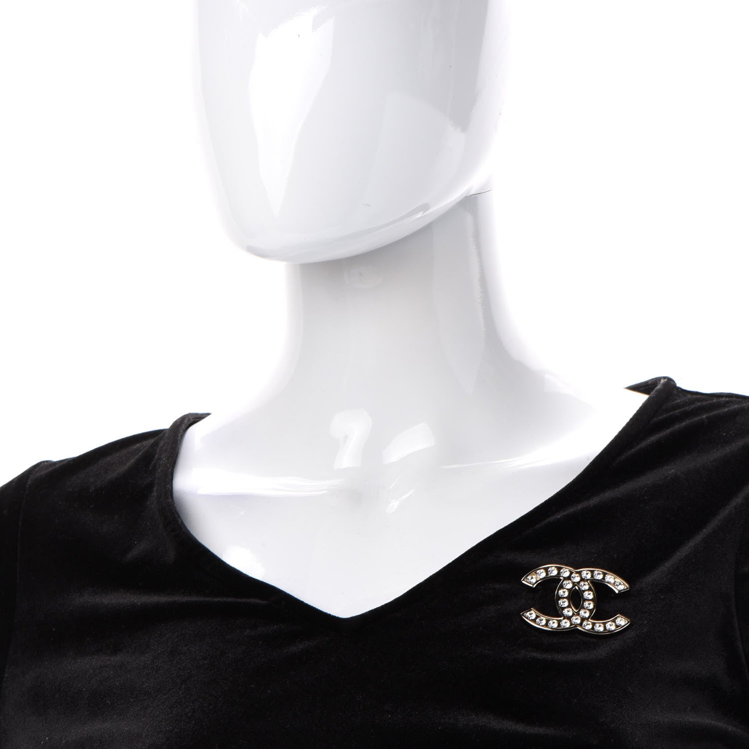 Chanel Crystal CC Brooch Light Gold 2 of 4