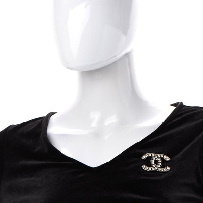 Chanel Crystal CC Brooch Light Gold 2 of 4