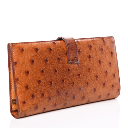 Hermes Ostrich Bearn Wallet Gold 3 of 17