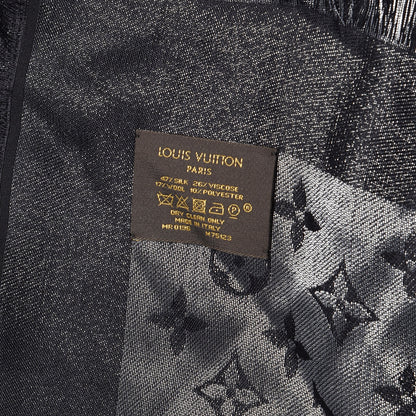 Louis Vuitton Silk Wool Monogram Shine Shawl Black 4 of 4