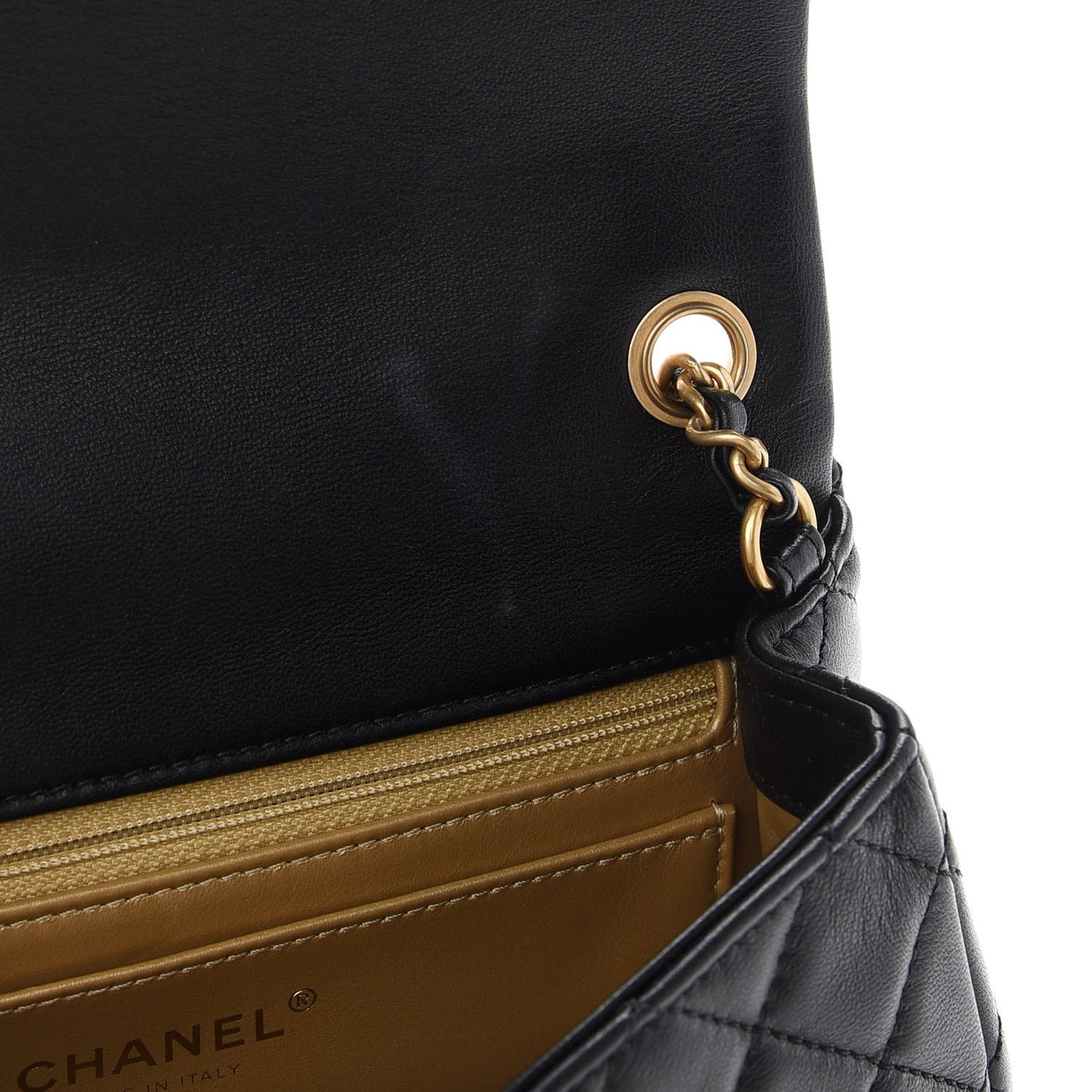 Lambskin Quilted Mini Rectangular Pearl Crush Flap Black