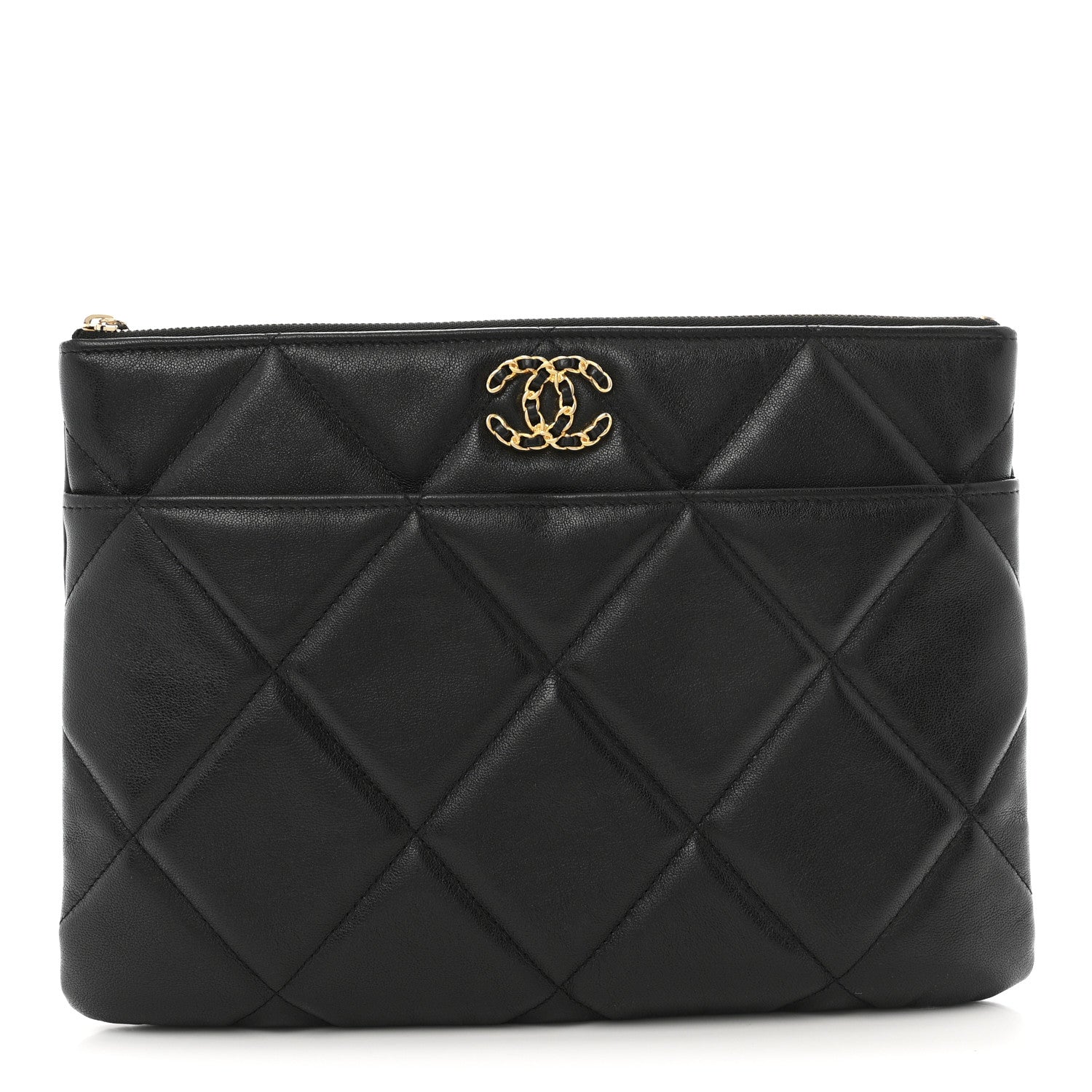 Chanel Goatskin Quilted Chanel 19 Pouch Black 1 of 8