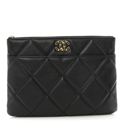 Chanel Goatskin Quilted Chanel 19 Pouch Black 1 of 8