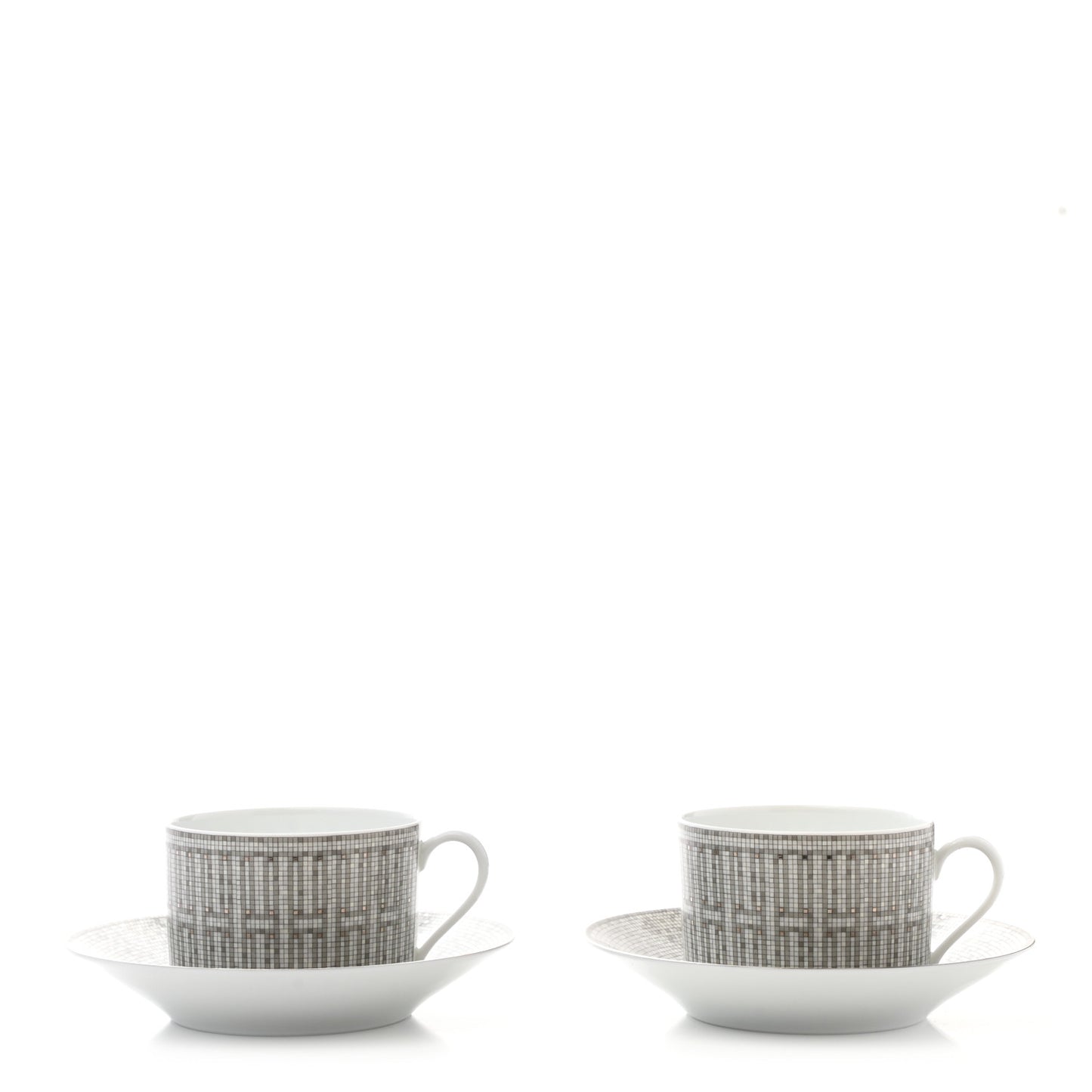 Porcelain Mosaique Au 24 Breakfast Cup And Saucer Set Of 2 Platine