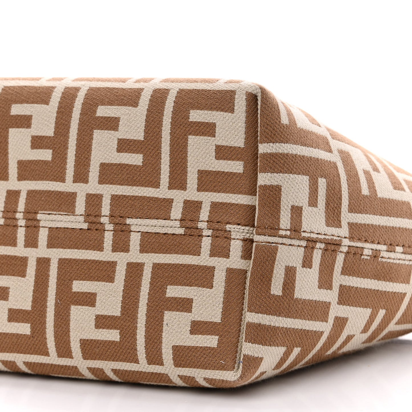 Fabric Calfskin FF Mini Roll Tote Beige Sand