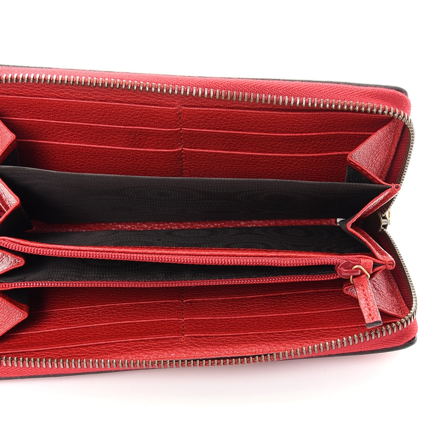 Gucci Cripto Calfskin Interlocking G Logo Zip Around Wallet Hibiscus Red Giallo Black Green Red 5 of 8