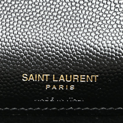 Saint Laurent Grain De Poudre Matelasse Chevron Monogram Envelope Chain Wallet Black 6 of 9